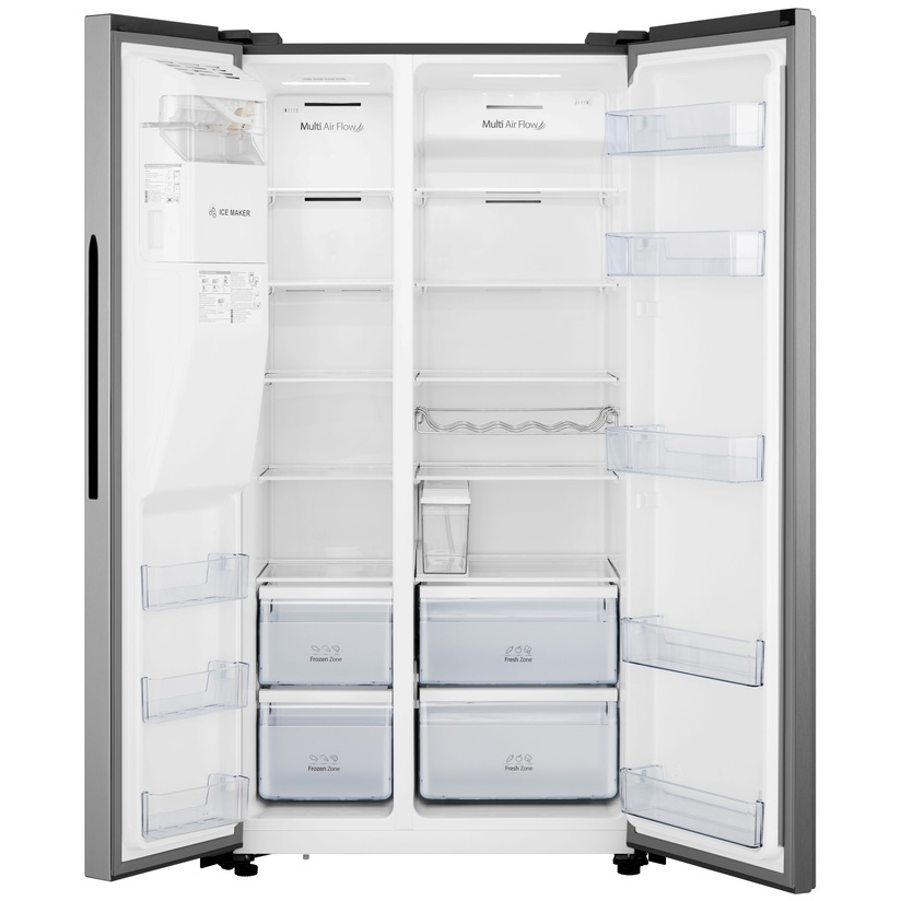 Hisense RS694N4TIE American Fridge Freezer,  Non-Plumbed, Stainless Steel, E Rated