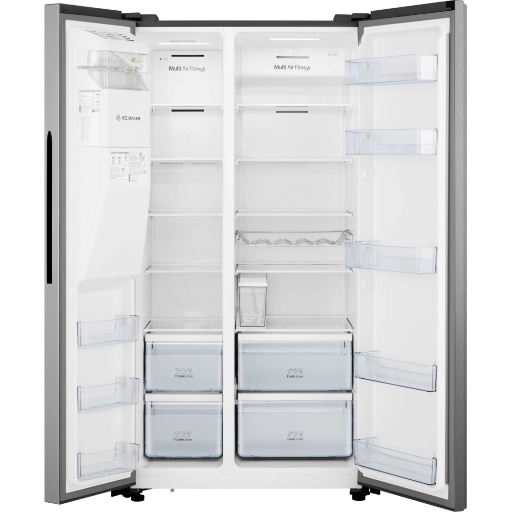 Hisense RS694N4TIE American Fridge Freezer,  Non-Plumbed, Stainless Steel, E Rated