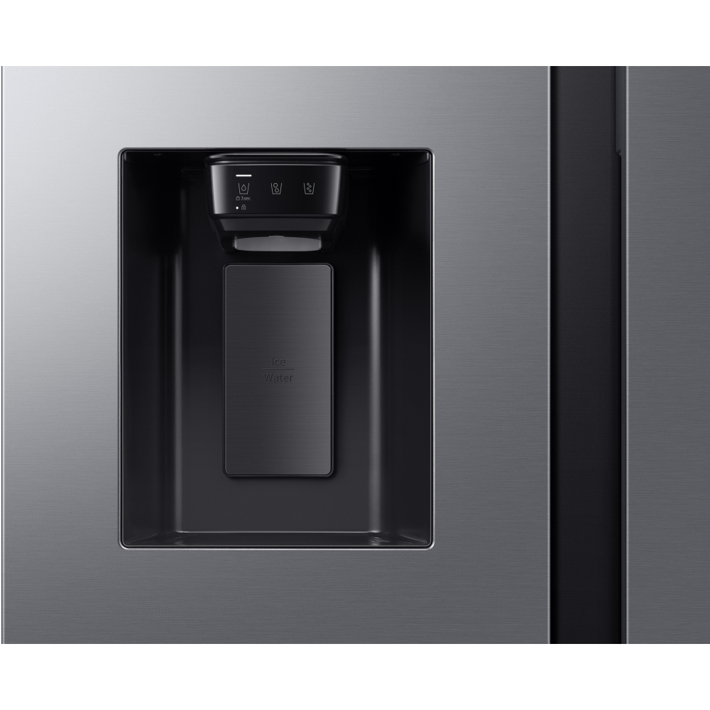 Samsung RS70F64KETEU American Fridge Freezer, Matt Metal Silver, E Rated,  Plumbed
