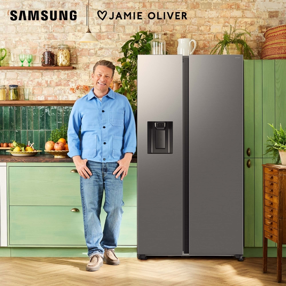 Samsung RS70F64KETEU American Fridge Freezer, Matt Metal Silver, E Rated,  Plumbed