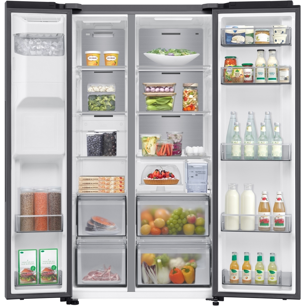Samsung RS70F65KETEU Series 6 American Fridge Freezer, Matt Metal Silver,  Non-Plumbed, E Rated
