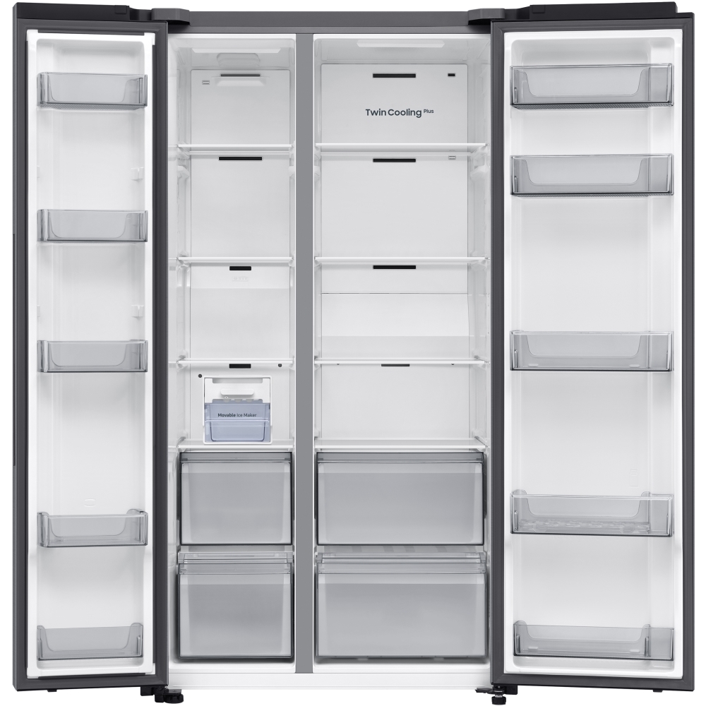 Samsung RS70F67QCTEU Series 7 Smart American Fridge Freezer, Matt Metal Silver, C Rated,  Non-Plumbed