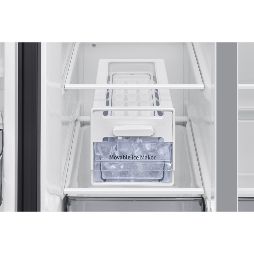 Samsung RS70F67QCTEU Series 7 Smart American Fridge Freezer, Matt Metal Silver, C Rated,  Non-Plumbed