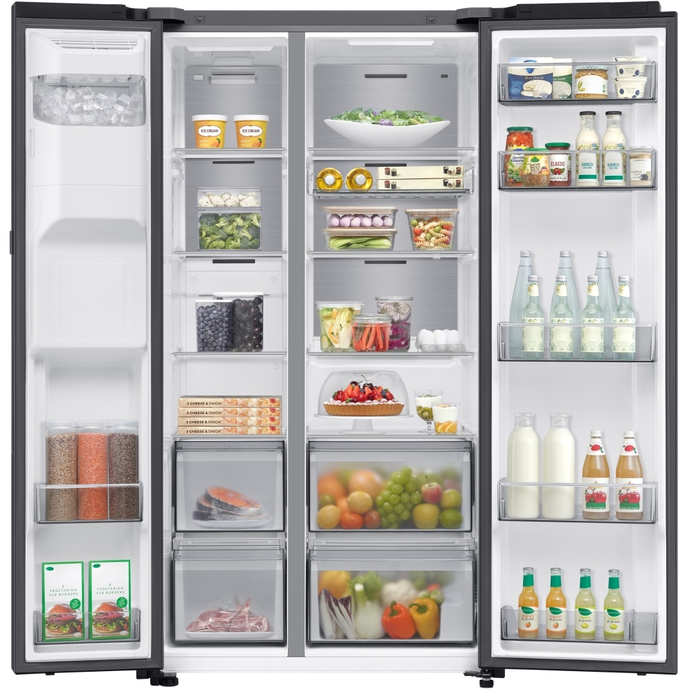 Samsung RS80F64KEFEU Series 8 Smart American Fridge Freezer, Black Deep Ocean Inox Finish, E Rated,  Plumbed