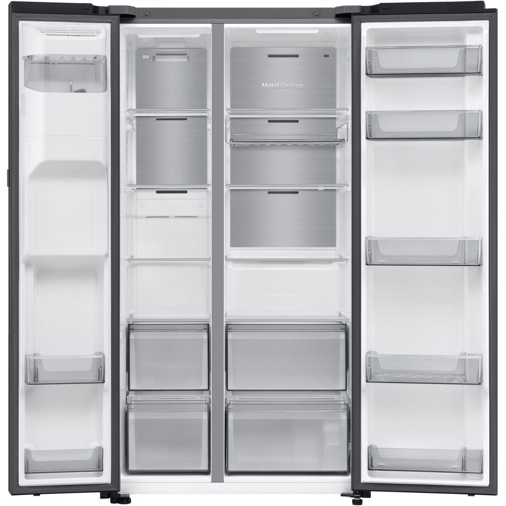 Samsung RS80F64KEFEU Series 8 Smart American Fridge Freezer, Black Deep Ocean Inox Finish, E Rated,  Plumbed