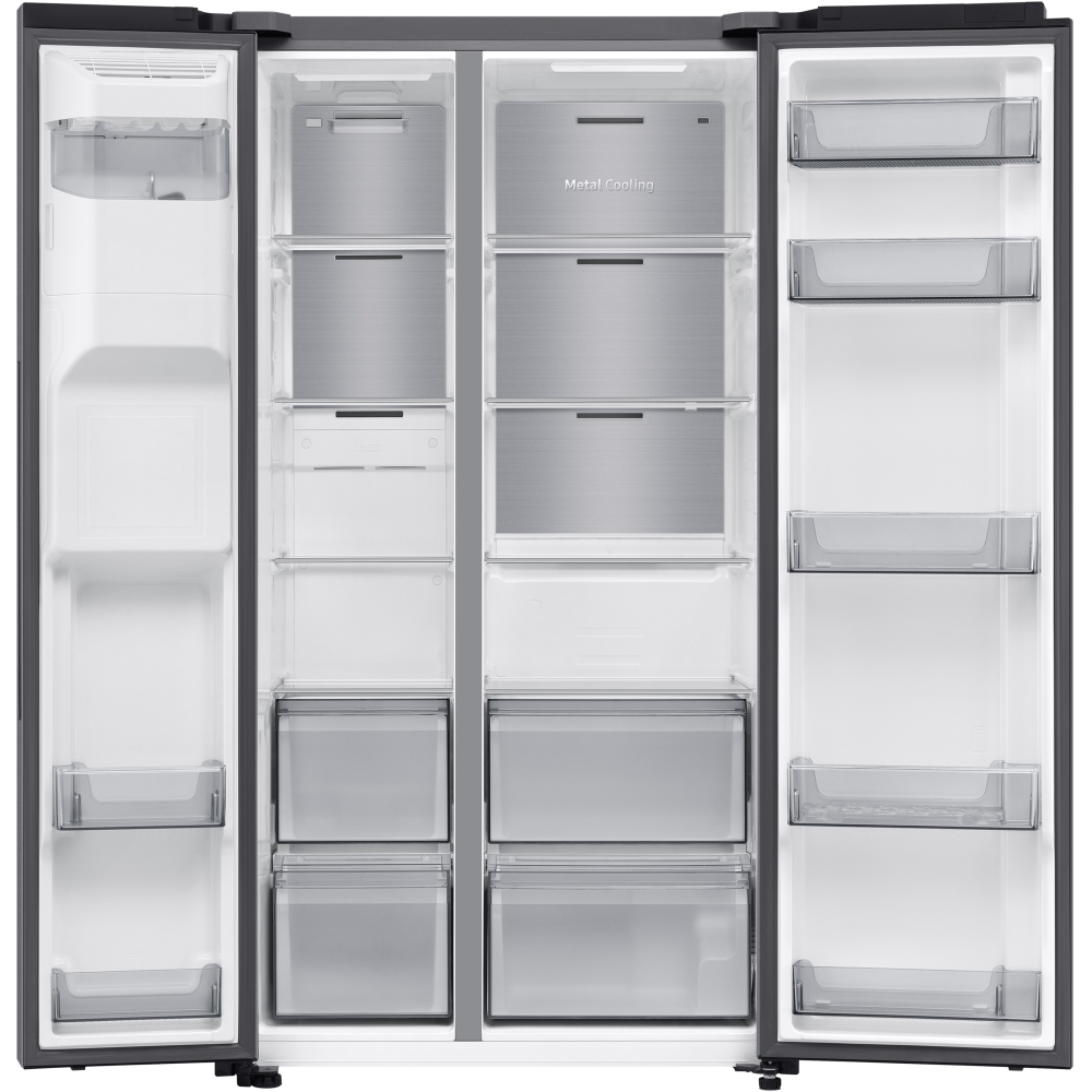 Samsung RS80F64KETEU Series 8 Smart American Fridge Freezer, Matt Metal Silver, E Rated,  Plumbed
