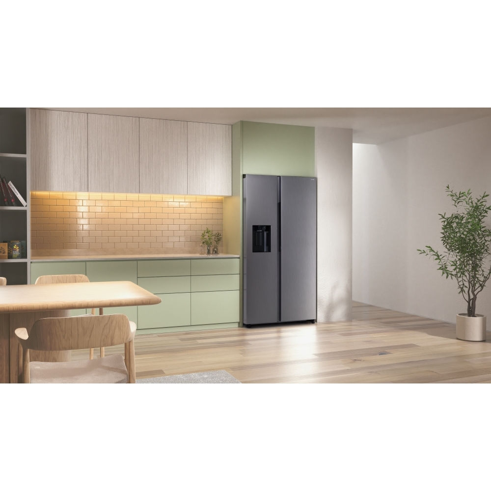 Samsung RS80F64KETEU Series 8 Smart American Fridge Freezer, Matt Metal Silver, E Rated,  Plumbed
