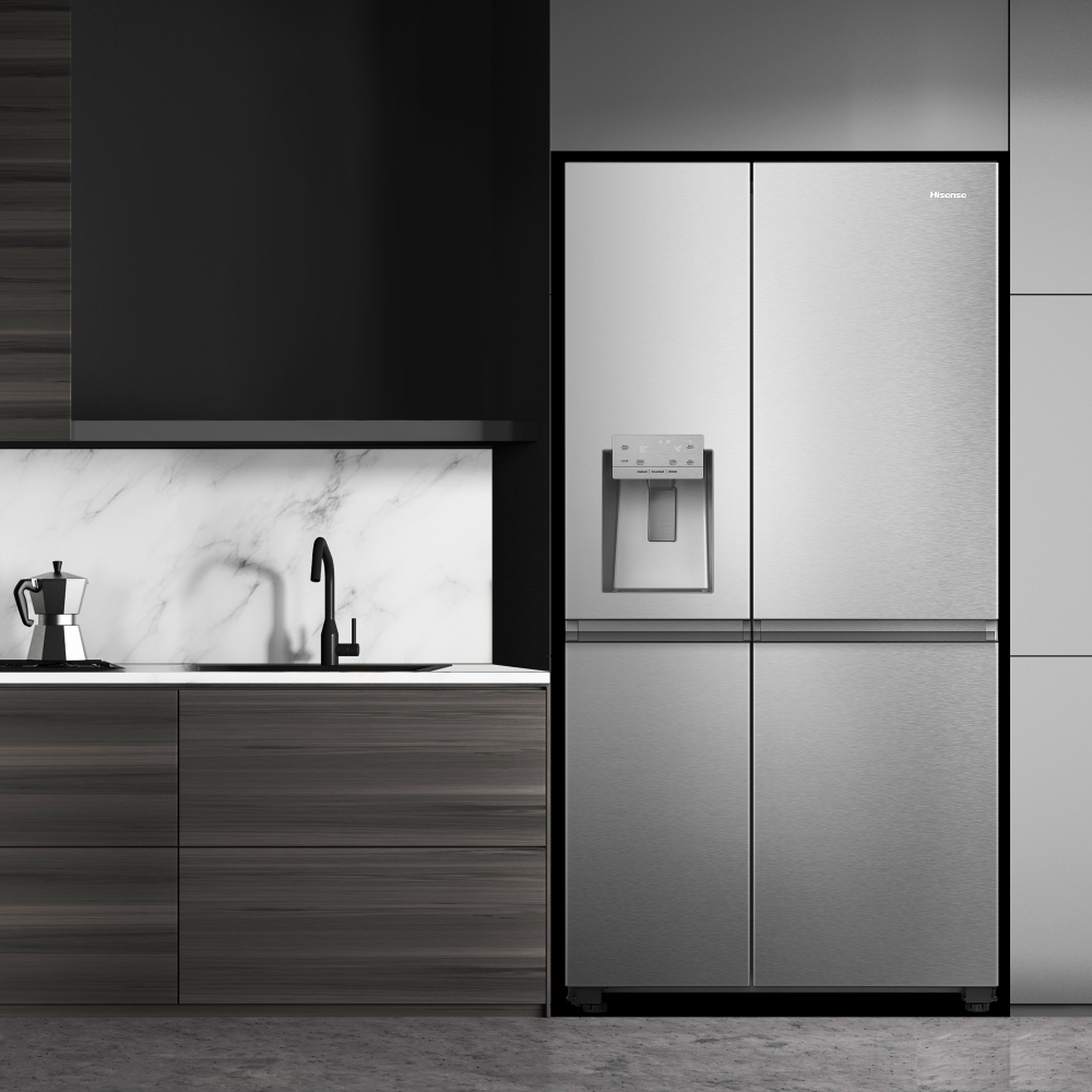 Hisense RS818N4IIE American Fridge Freezer,  Plumbed, Stainless Steel, E Rated