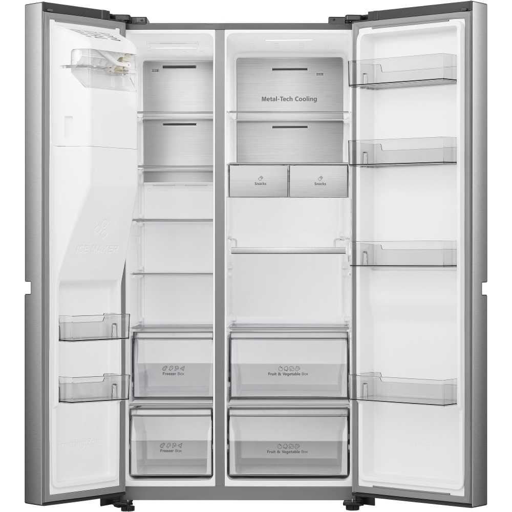 Hisense RS818N4IIE American Fridge Freezer,  Plumbed, Stainless Steel, E Rated