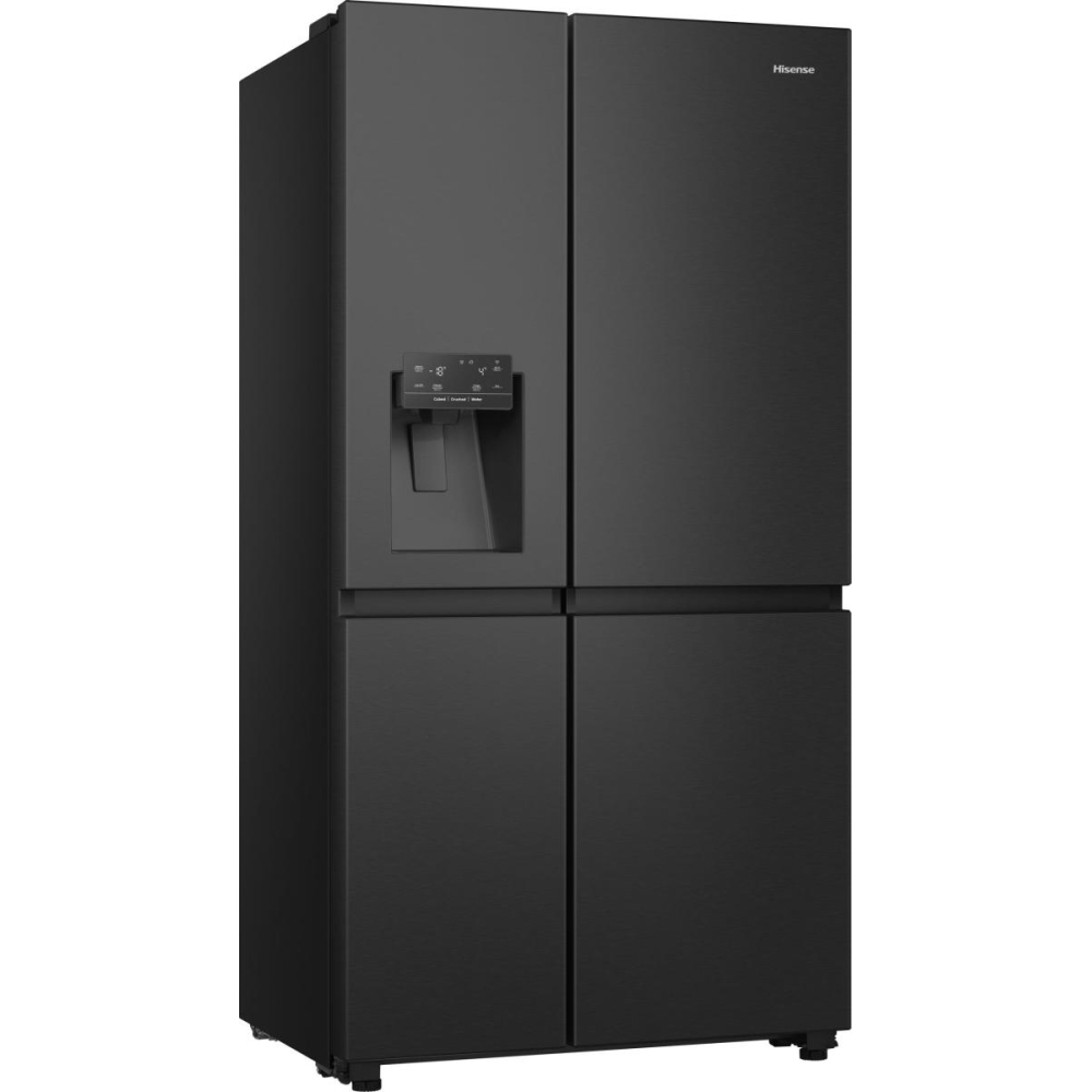 Hisense RS818N4TFC American Fridge Freezer, Black, C Rated,  Non-Plumbed