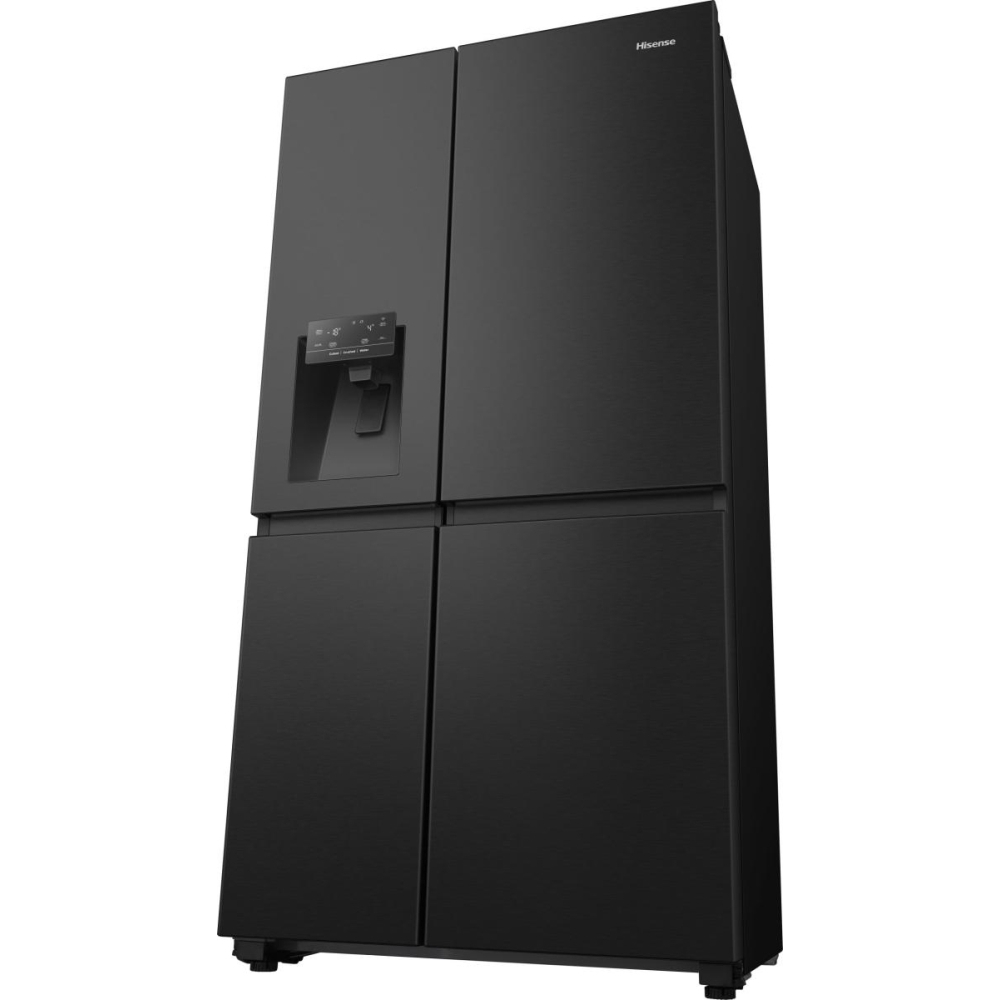 Hisense RS818N4TFC American Fridge Freezer, Black, C Rated,  Non-Plumbed