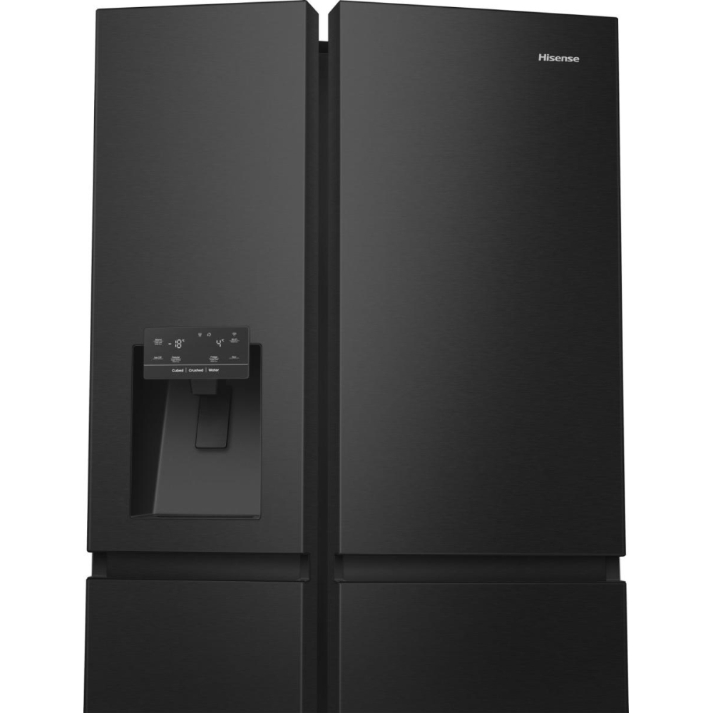 Hisense RS818N4TFC American Fridge Freezer, Black, C Rated,  Non-Plumbed