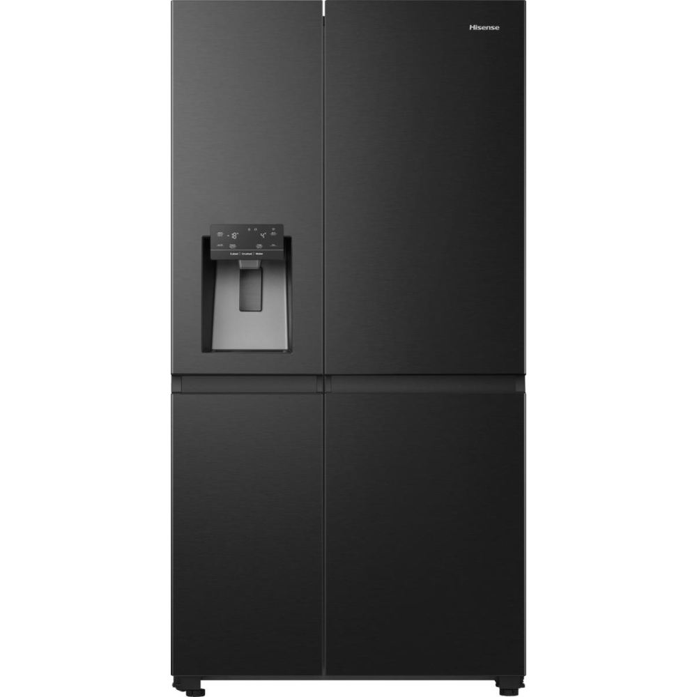 Hisense RS818N4TFE American Fridge Freezer,  Non-Plumbed, Black, E Rated