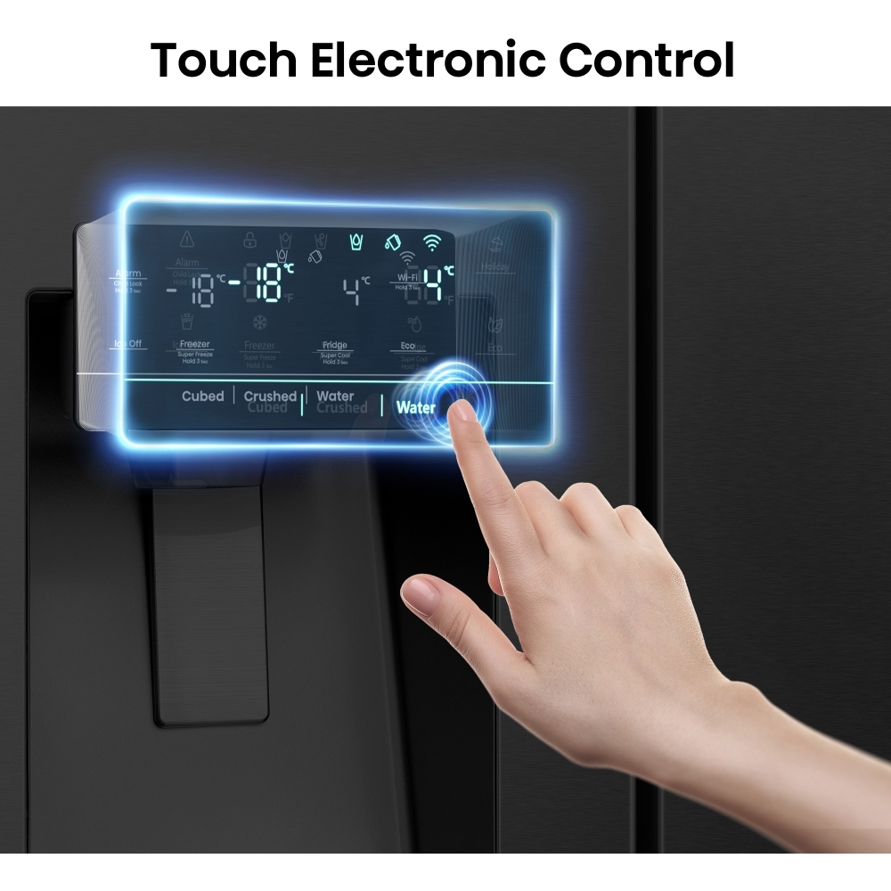 Hisense RS818N4TFE American Fridge Freezer,  Non-Plumbed, Black, E Rated