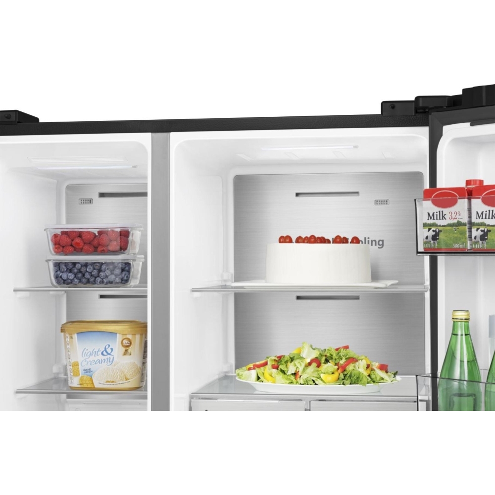 Hisense RS818N4TFE American Fridge Freezer, Black, E Rated,  Non-Plumbed