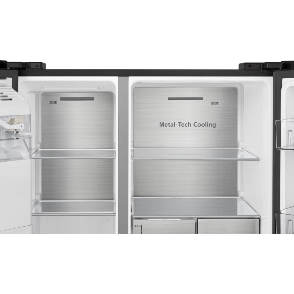 Hisense RS818N4TFE American Fridge Freezer, Black, E Rated,  Non-Plumbed
