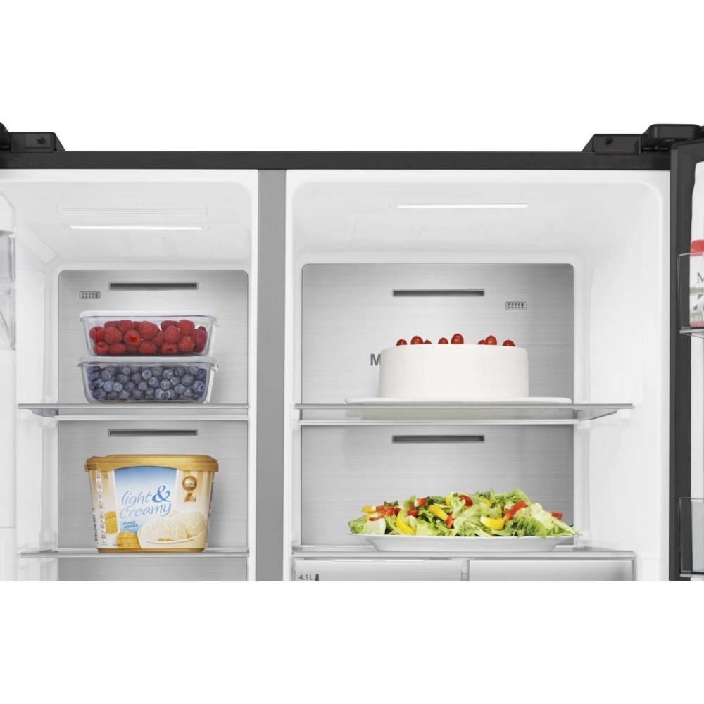 Hisense RS818N4TFE American Fridge Freezer, Black, E Rated,  Non-Plumbed