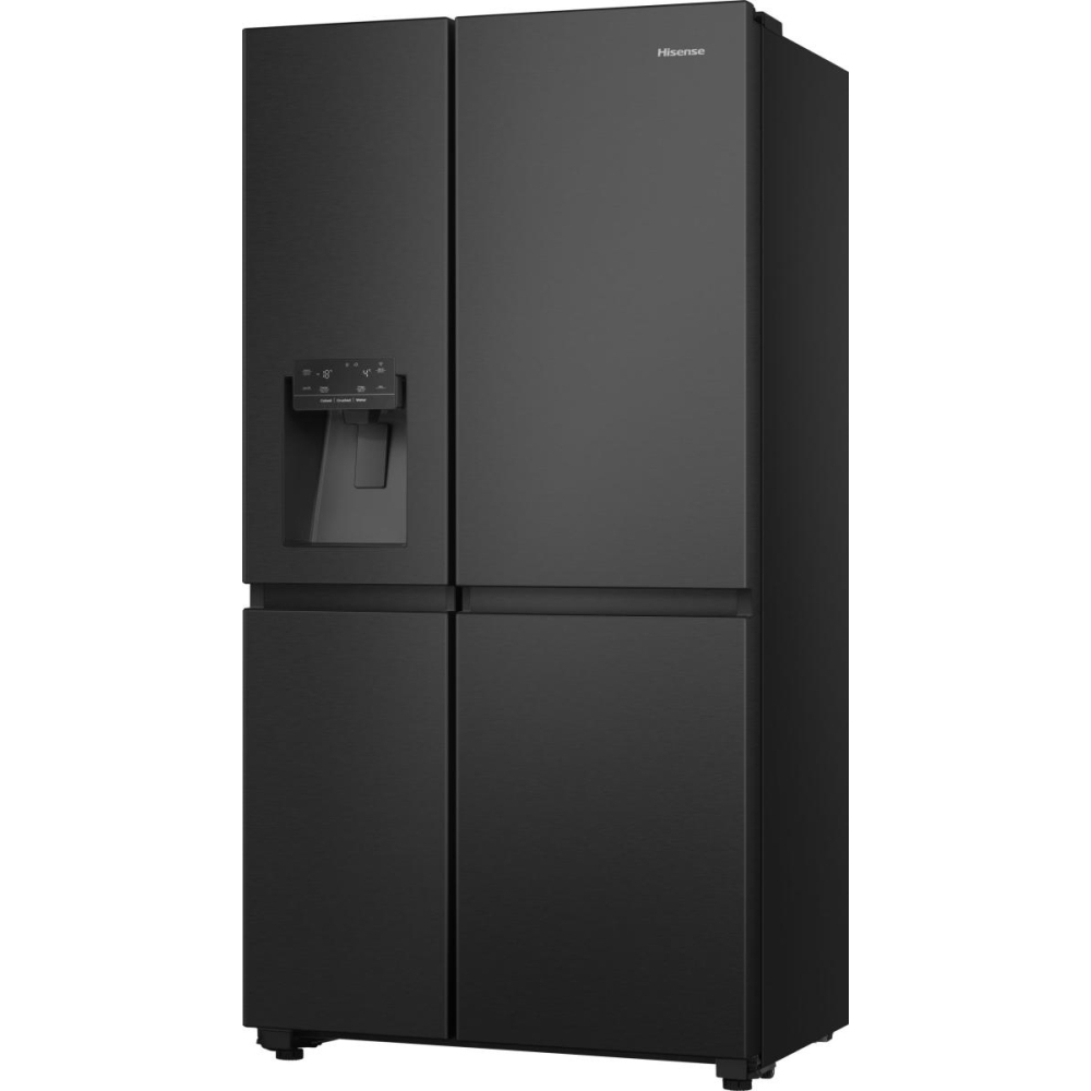 Hisense RS818N4TFE American Fridge Freezer,  Non-Plumbed, Black, E Rated