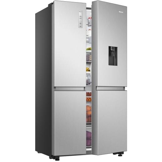 Hisense RS840N4WCE American Fridge Freezer, Stainless Steel, E Rated,  Non-Plumbed