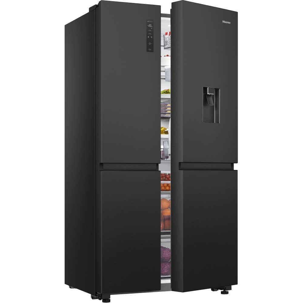 Hisense RS840N4WFE American Fridge Freezer, Black, E Rated Marks Electrical