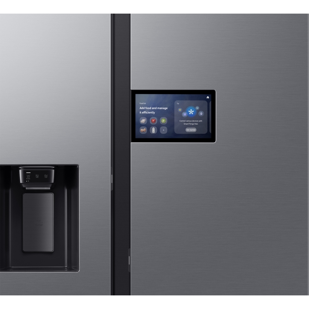 Samsung RS90F64EDTEU Series 9 AI Home Smart American Fridge Freezer, Matt Metal Silver, D Rated,  Plumbed