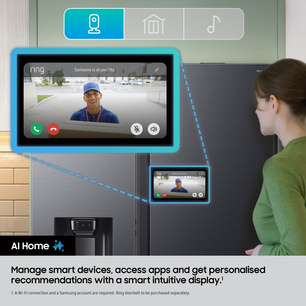 Samsung RS90F64EETEU American Fridge Freezer, Matt Metal Silver, E Rated,  Plumbed