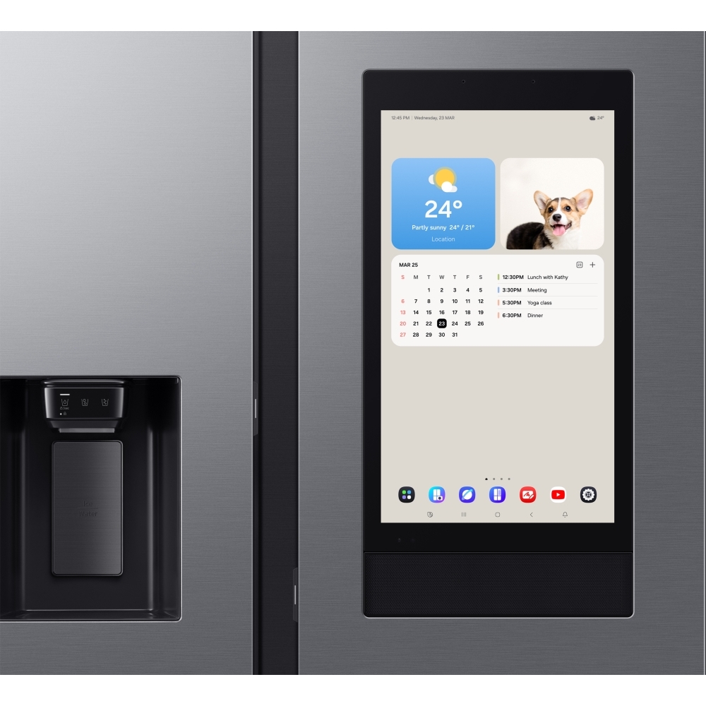 Samsung RS90F66BETEU Family Hub American Fridge Freezer, Matt Metal Silver,  Plumbed, E Rated