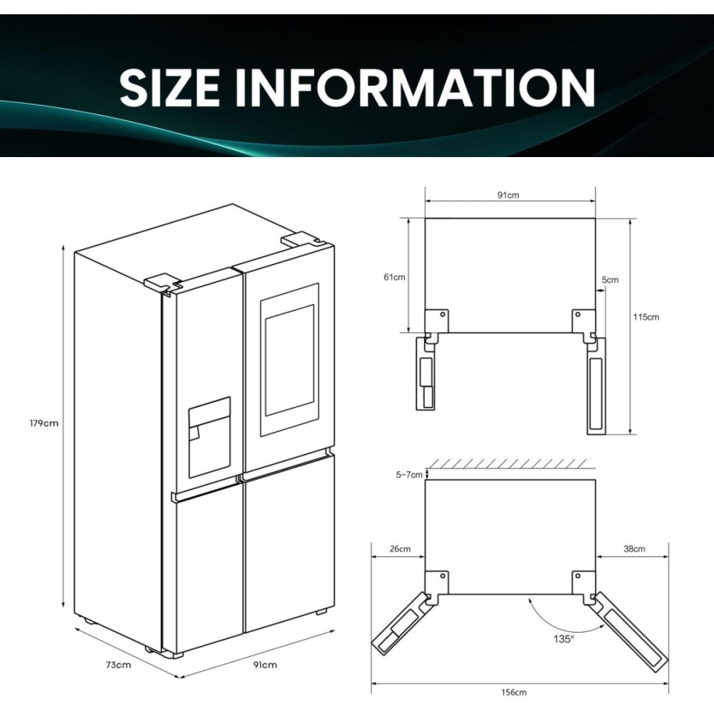 Hisense RS9P628GPFE American Fridge Freezer, Black, E Rated,  Plumbed