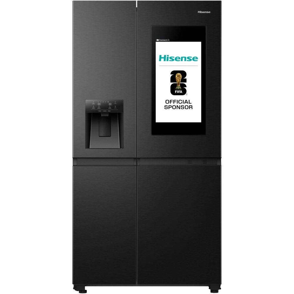 Hisense RS9P628GPFE American Fridge Freezer, Black, E Rated,  Plumbed