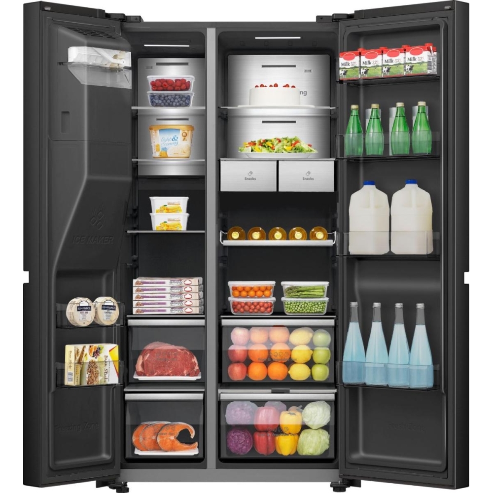 Hisense RS9P628GPFE American Fridge Freezer,  Plumbed, Grey, E Rated