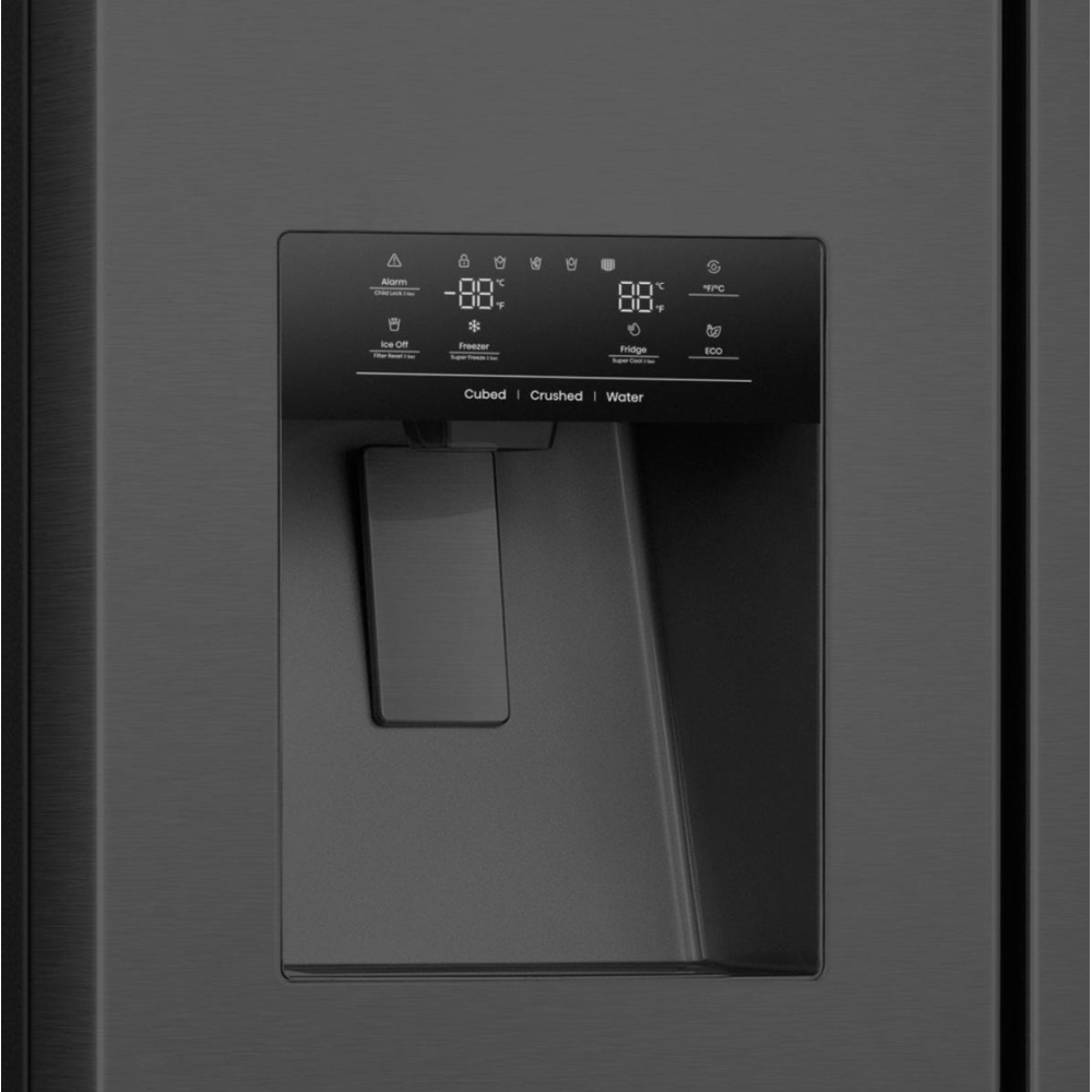 Hisense RS9P628GPFE American Fridge Freezer,  Plumbed, Grey, E Rated