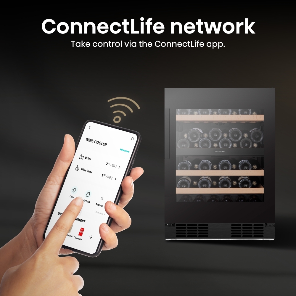 Hisense RW3N122GSLF Wine Cooler, Black, F Rated