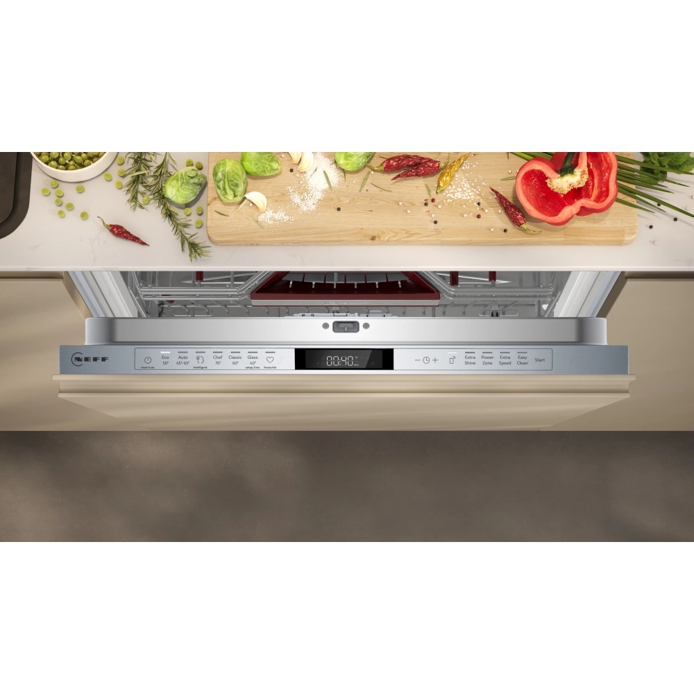 Neff S197ZCX08G Fully Integrated Dishwasher, 14 Place Settings, B Rated