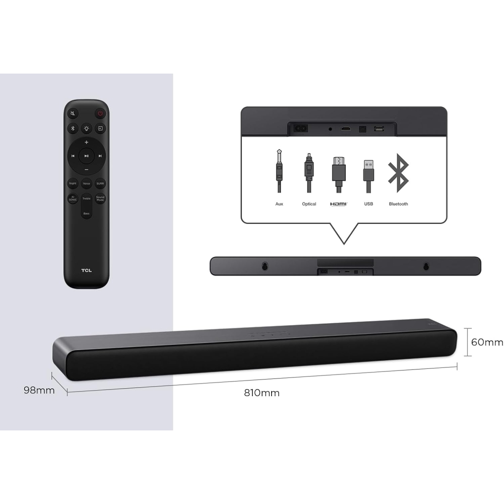 TCL S45H Sound Bar, Black