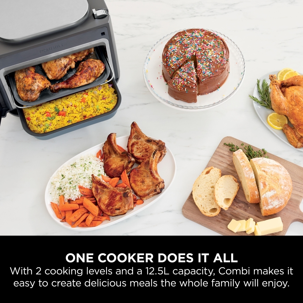 Ninja SFP700UK Combi 12-In-1 Multi-Cooker, Oven & Air Fryer, Grey