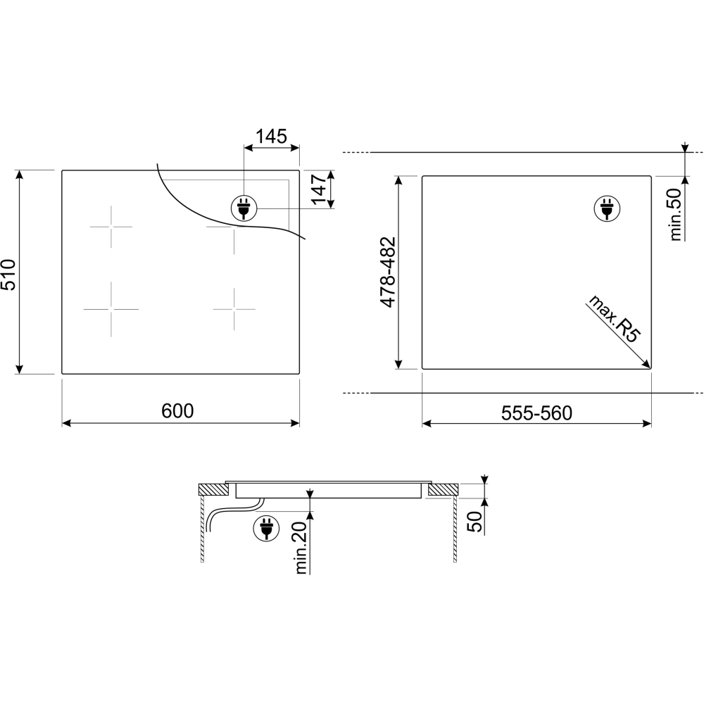 Smeg SIM3644MB 60cm Induction Hob, Black
