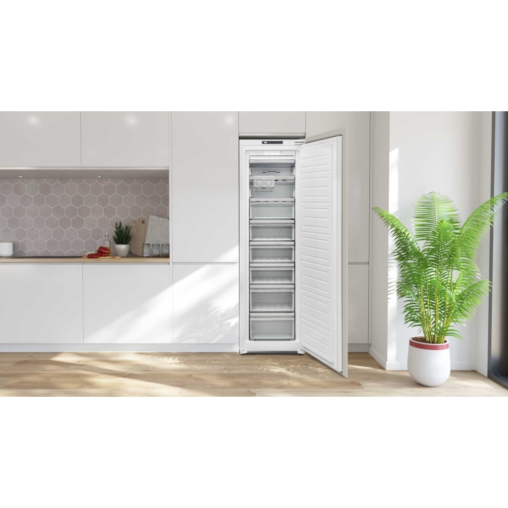 Sharp SJ-SE197E01X-EN No Frost Built-In Freezer, Sliding Hinge, White, E Rated