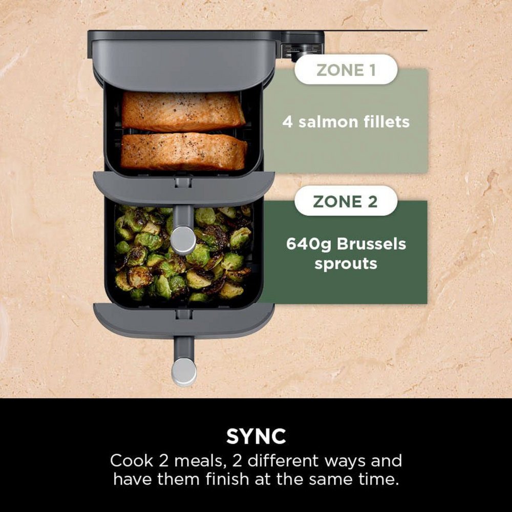 Ninja SL400UK Double Stack XL 9.5 litre 2-Drawer Air Fryer, Grey