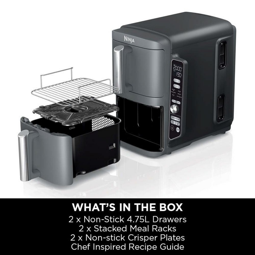 Ninja SL400UK Double Stack XL 9.5 litre 2-Drawer Air Fryer, Grey