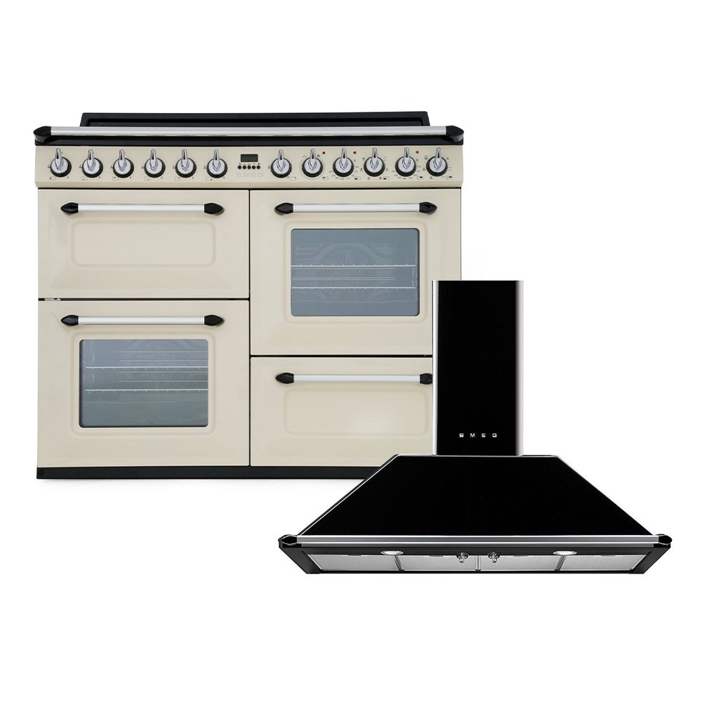 Smeg Victoria Dual Fuel Range Cooker & Hood Pack, Cream, A Rated