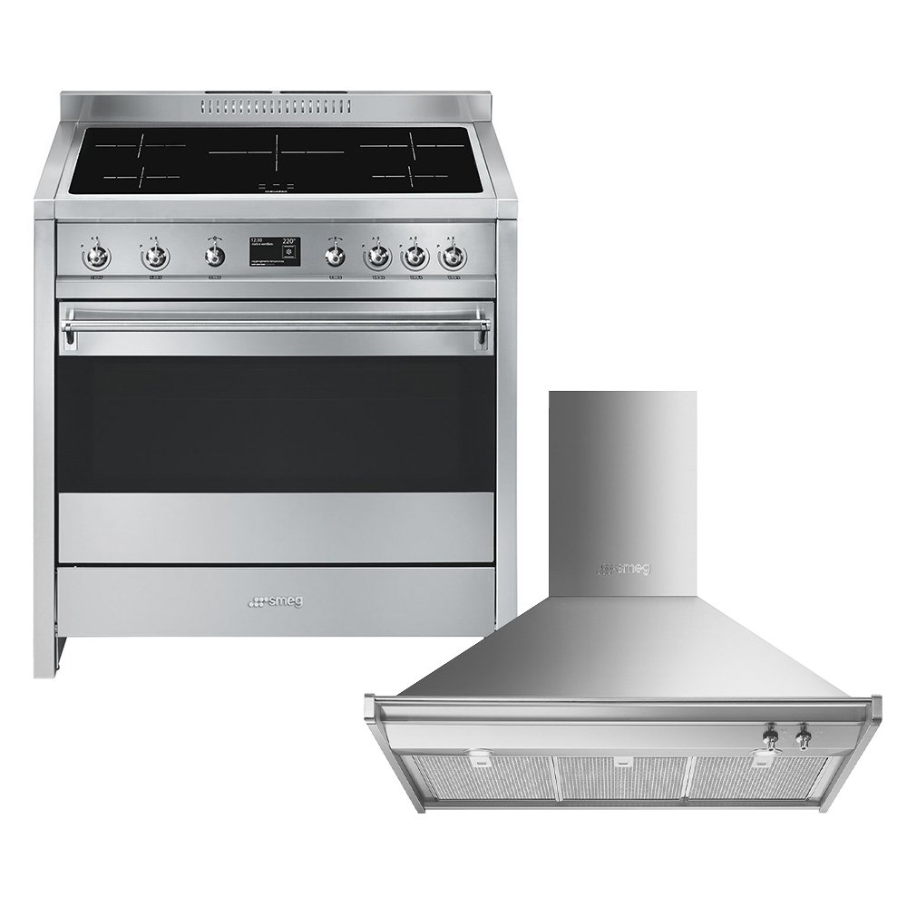 Smeg Opera Induction Range Cooker & Hood Pack, Stainless Steel, A+ Rated