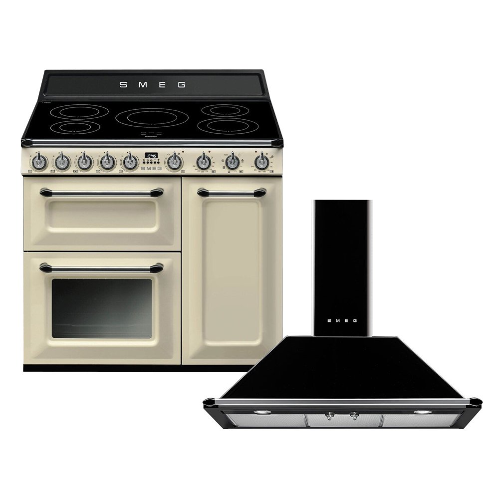 Smeg Victoria Induction Range Cooker & Hood Pack, Cream, A Rated