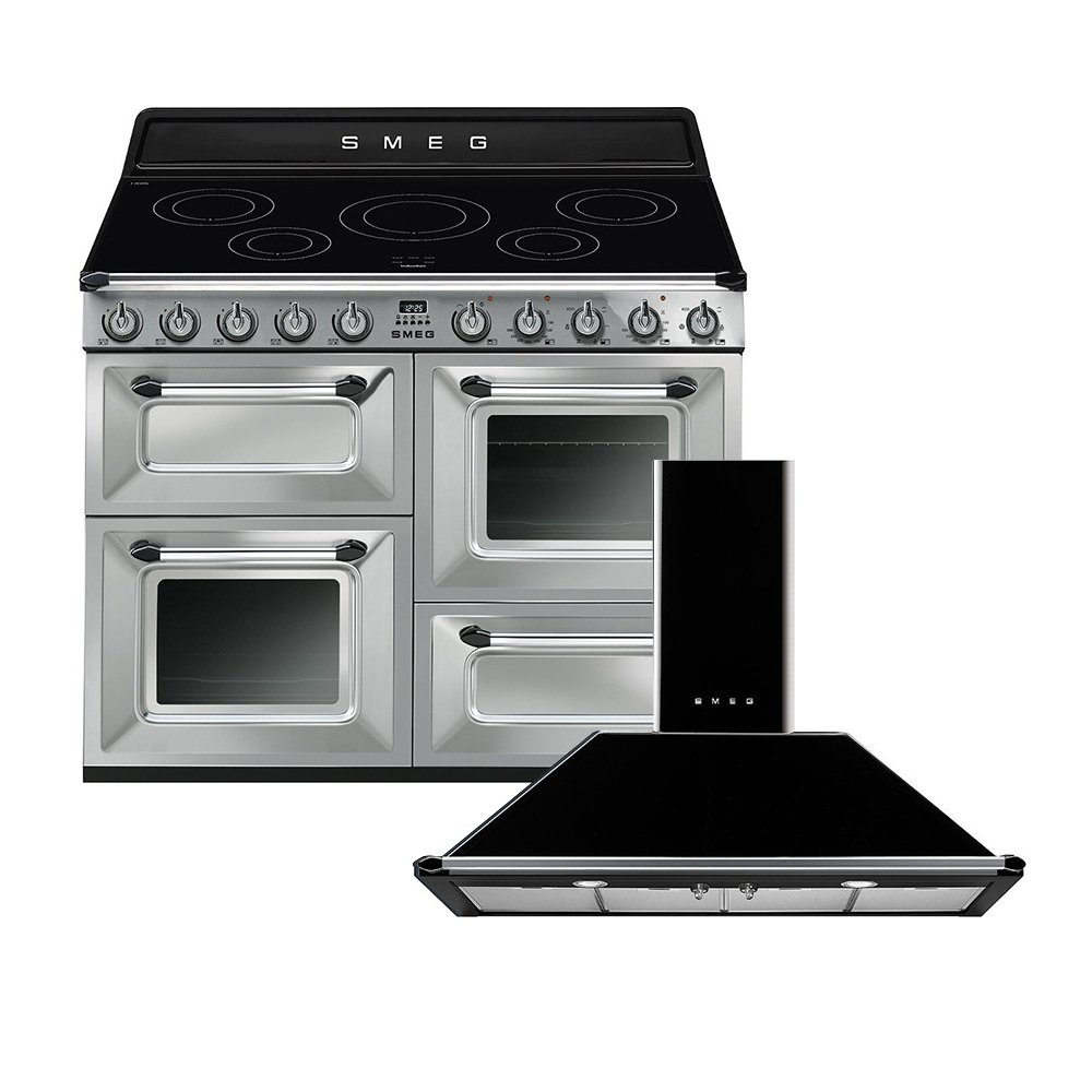 Smeg Victoria Induction Range Cooker & Hood Pack, Stainless Steel, A Rated