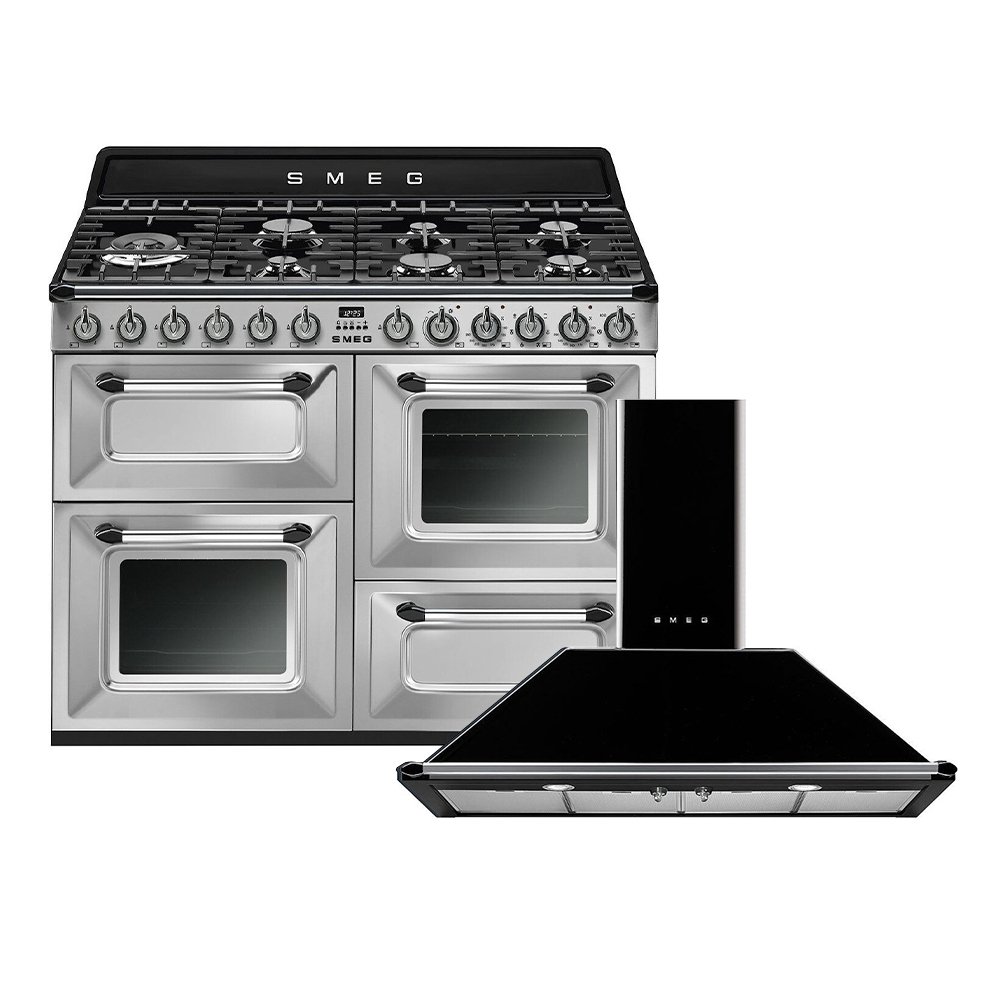 Smeg Victoria Dual Fuel Range Cooker & Hood Pack, Stainless Steel, A Rated