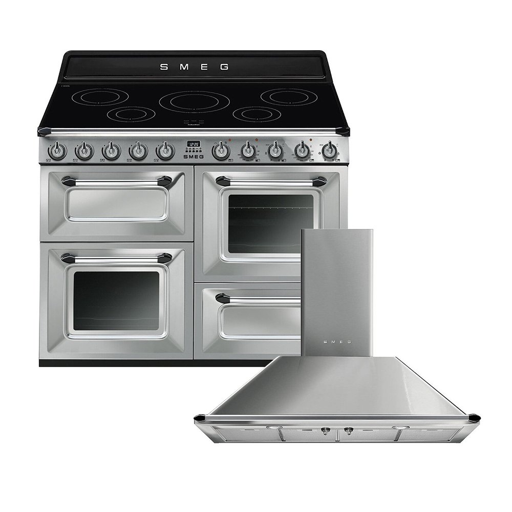 Smeg Victoria Induction Range Cooker & Hood Pack, Stainless Steel, A Rated