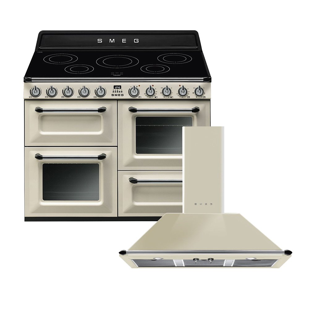 Smeg Victoria Induction Range Cooker & Hood Pack, Cream, A Rated