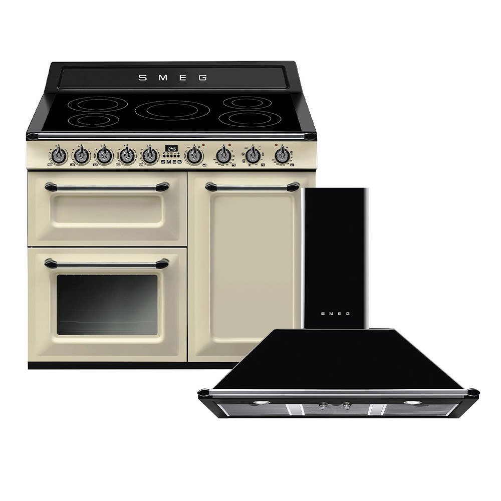 Smeg Victoria Induction Range Cooker & Hood Pack, Cream, A Rated