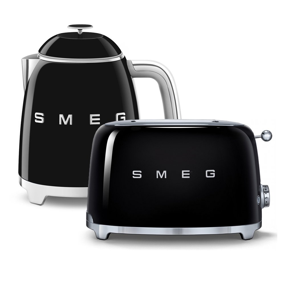 Smeg Toaster and Kettle Pack, 2 Slice, Black
