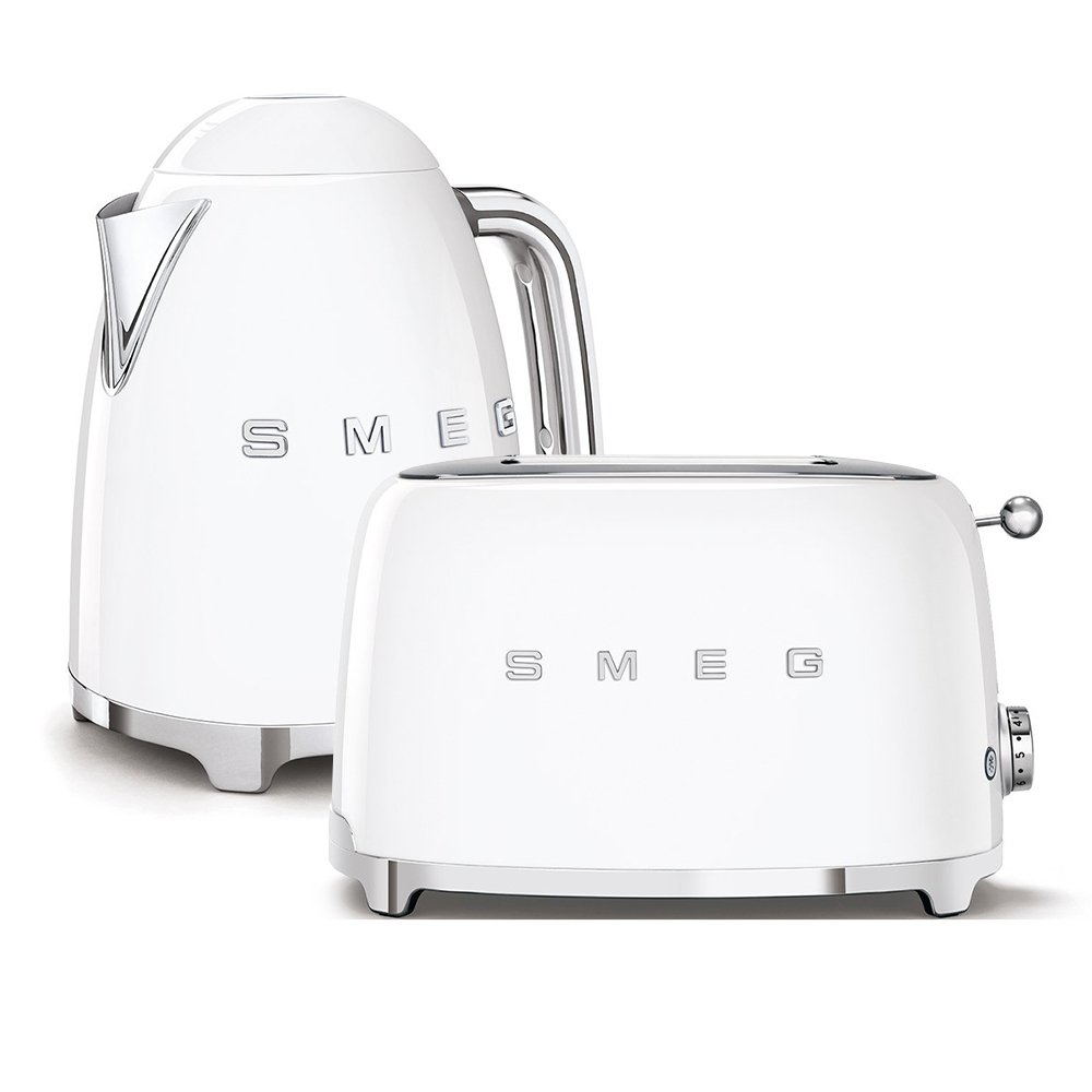 Smeg Toaster and Kettle Pack, 2 Slice, White