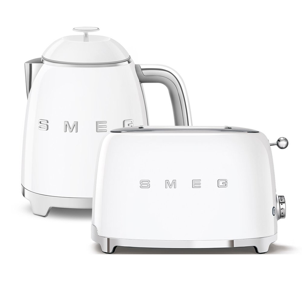 Smeg Toaster and Kettle Pack, 2 Slice, White